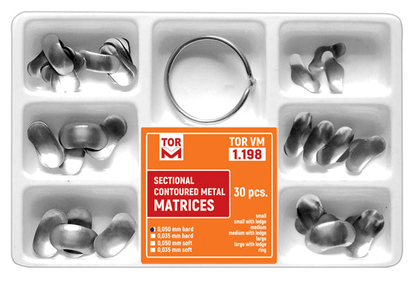 TOR VM Dental Set of Sectional Contoured Matrices 30pcs and Ring 1pcs – Professional Matrix System & Restorative Tool