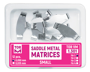 TOR VM Dental Saddle Metal Matrices Small (Shape 1) 12pcs – Professional Matrix System & Restorative Tool