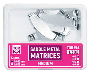 TOR VM Dental Saddle Metal Matrices Medium (Shape 2) 12pcs – Professional Matrix System & Restorative Tool