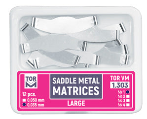 TOR VM Dental Saddle Metal Matrices Large (Shape 3) 12pcs – Professional Matrix System & Restorative Tool