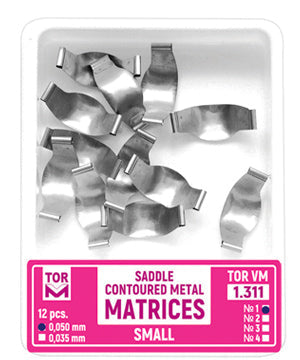 TOR VM Dental Saddle Contoured Metal Matrices Small (Shape 1) 12pcs – Professional Matrix System & Restorative Tool