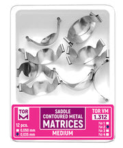 TOR VM Dental Saddle Contoured Metal Matrices Medium (Shape 4) 12pcs – Professional Matrix System & Restorative Tool
