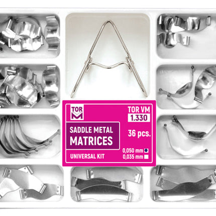 TOR VM Dental Saddle Contoured Metal Matrices. Universal Kit for Premolars 36pcs – Professional Matrix System & Restorative Tool