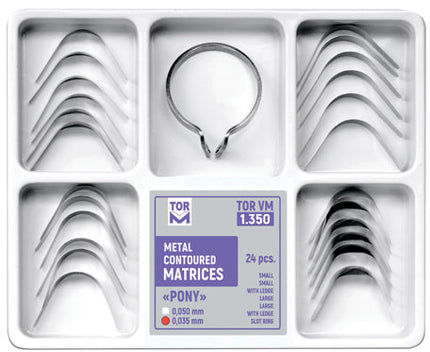 TOR VM Dental "Pony" Metal Contoured Matrices. Kit with "Slot"- Ring 24pcs – Professional Matrix System & Restorative Tool