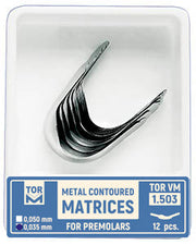 TOR VM Dental Metal Contoured Matrices for Premolars Shape 3 (Left Ledge) 12pcs – Professional Matrix System & Restorative Tool