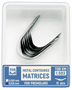 TOR VM Dental Metal Contoured Matrices for Premolars Shape 3 (Left Ledge) 12pcs – Professional Matrix System & Restorative Tool