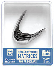 TOR VM Dental Metal Contoured Matrices for Premolars Shape 4 (Right Ledge) 12pcs – Professional Matrix System & Restorative Tool