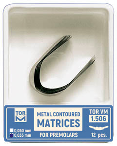 TOR VM Dental Metal Contoured Matrices for Premolars Shape 6 (Bilateral), Elongated 12pcs – Professional Matrix System & Restorative Tool