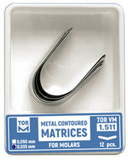 TOR VM Dental Metal Contoured Matrices for Molars Shape 1 (without Ledge) 12pcs – Professional Matrix System & Restorative Tool