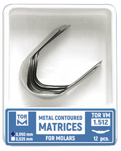 TOR VM Dental Metal Contoured Matrices for Molars Shape 2 (Bilateral) 12pcs – Professional Matrix System & Restorative Tool