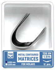 TOR VM Dental Metal Contoured Matrices for Molars Shape 4 (Right Ledge) 12pcs – Professional Matrix System & Restorative Tool