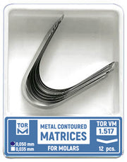 TOR VM Dental Metal Contoured Matrices for Molars Shape 7 (without Ledge), Elongated 12pcs – Professional Matrix System & Restorative Tool