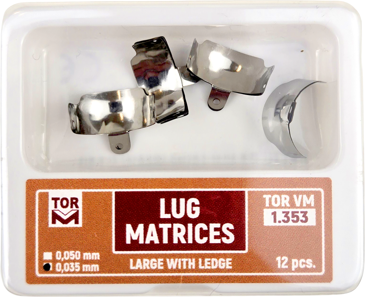 TOR VM Dental Lug Matrices Large with Ledge 12pcs – Professional Matrix System & Restorative Tool