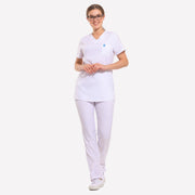 YOURDENT by Wio UNIFORMS | SCRUBS | Classic V-Neck White Scrub Set