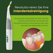 HERBADENT HER° Electric Interdental Toothbrush Set with LED Light, Mirror &amp; Herbal Gel