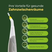 HERBADENT HER° Electric Interdental Toothbrush Set with LED Light, Mirror &amp; Herbal Gel