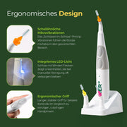 HERBADENT HER° Electric Interdental Toothbrush Set with LED Light, Mirror &amp; Herbal Gel