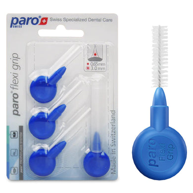 1071, paro® flexi grip, x-fine, blue, cylindric, 3 mm, 4 pcs, interdental brush