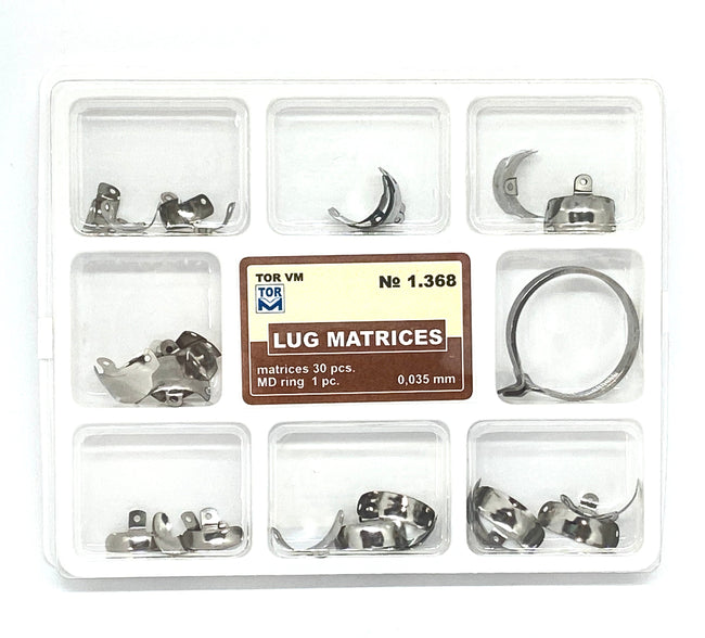TOR VM Dental Set of Lug Matrices 30pcs + MD Ring 1pcs – Professional Matrix System & Restorative Tool