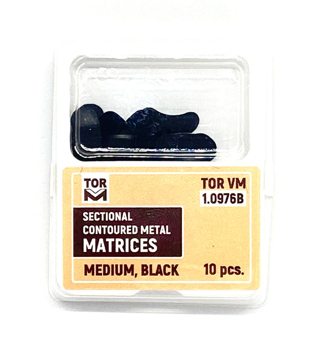 TOR VM Dental Medium Sectional Contoured Matrices Black 10pcs – Professional Matrix System & Restorative Tool