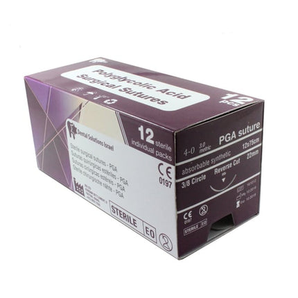 DSI 4/0, 30" (75cm) Polyglycolic Absorbable Braided, Coated, Violet, Synthetic