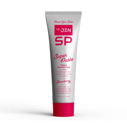 Super Paste Toothpaste with Fluoride, 10% Nano-Hydroxyapatite, Strawberry, 3.4 Oz. Tube