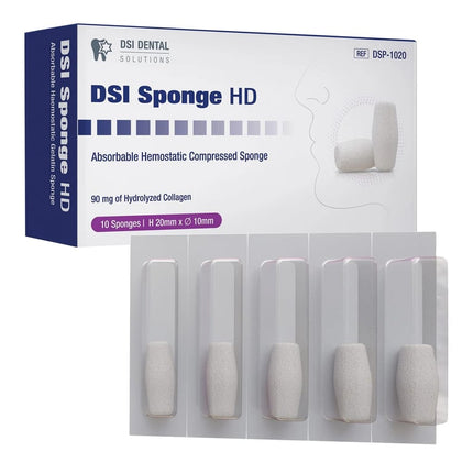 DSI Sponge HD Absorbable Hemostatic Compressed Sponge Plug, 20 x 10mm, 10/Pk