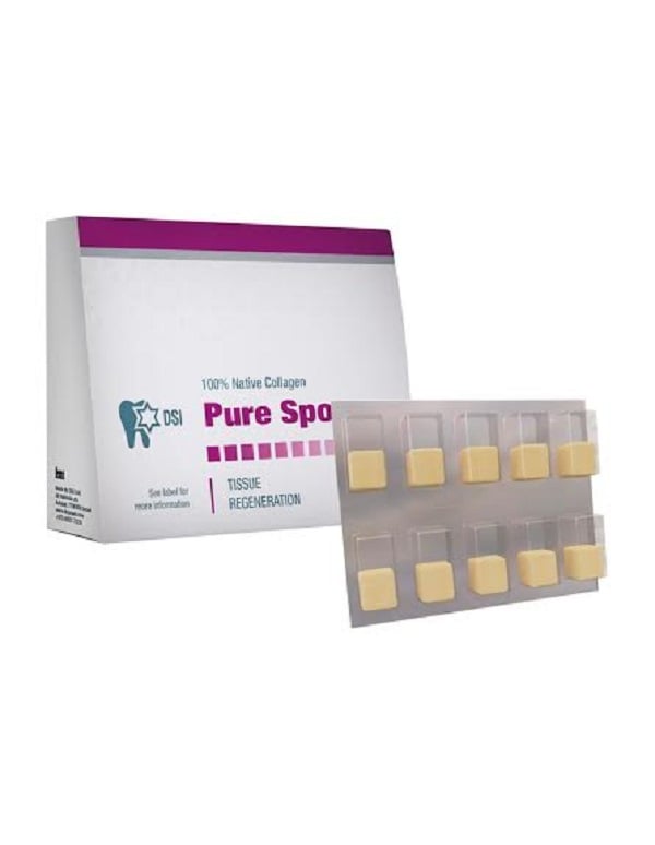 Pure Sponge 8mm x 7mm 100% Collagen Plug, Box of 10, Blister Pack