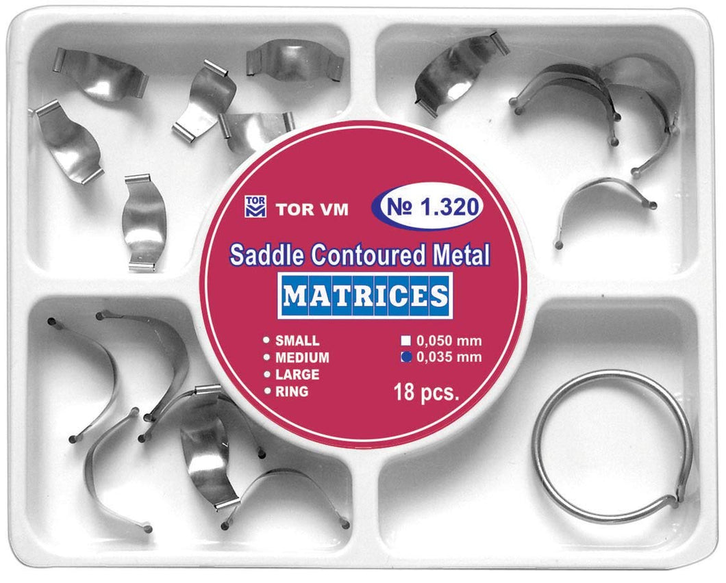 Dental Saddle Contoured Metal Matrices Matrix 18 pcs.