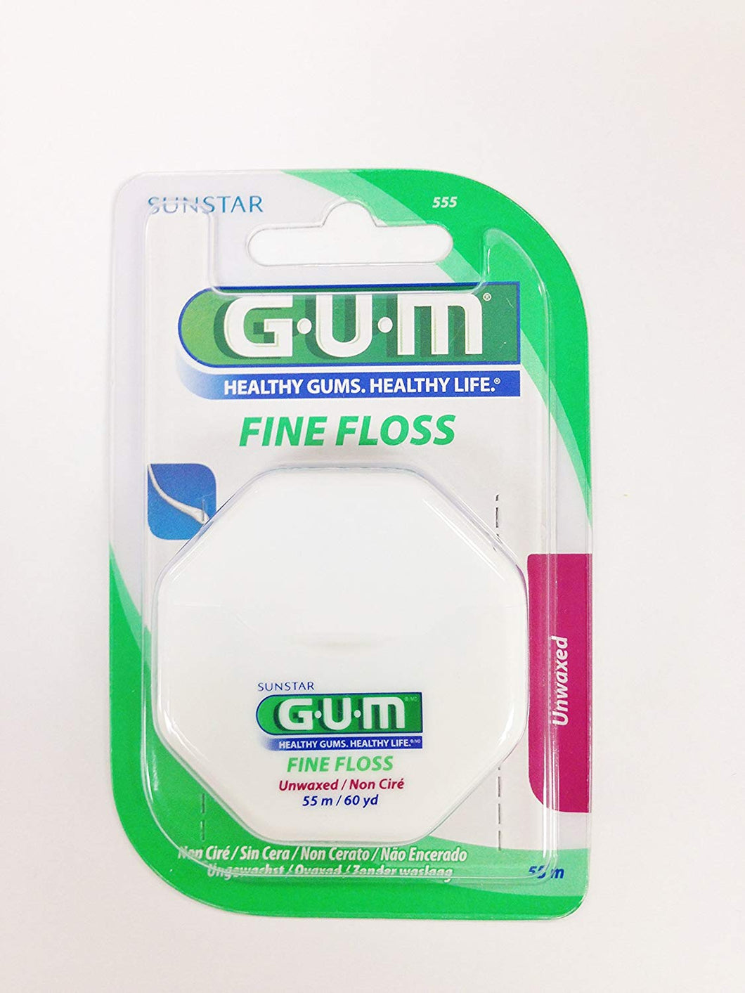 GUM Fine Floss Unwaxed 55 M/60yd (6 pack)