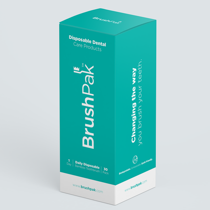 BrushPak™ Brand Daily Disposable Bamboo Toothbrush (30-Pack Box)