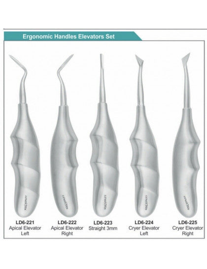 Dental Apical Elevators Set Of 5, Ergonomic Hollow Handle