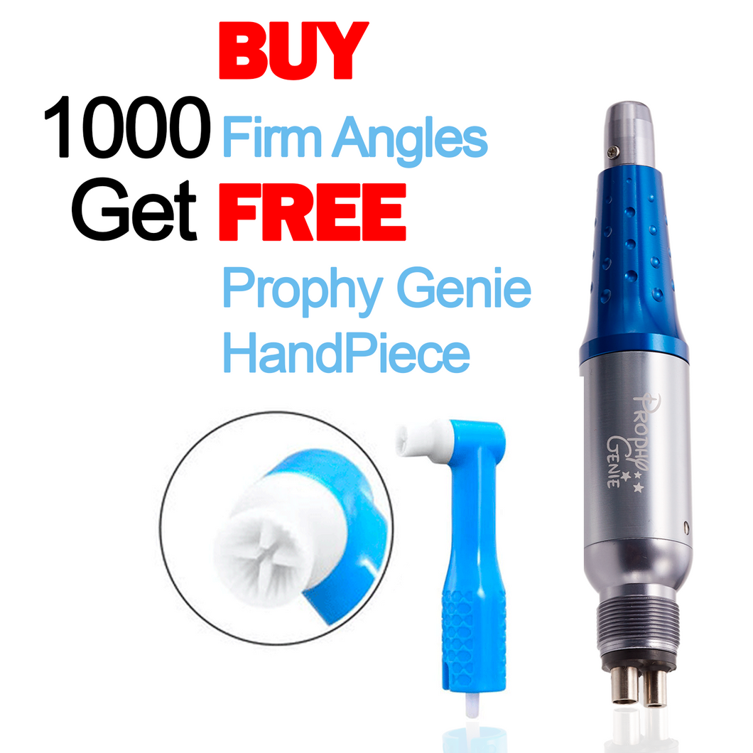 Made in USA Prophy Genie buy 1000 MaxPro 2 Disposable Prophy Angles Firm Cup, Get free- prophy handpiece. Great hold and light weight 360 swivel with autoclave.