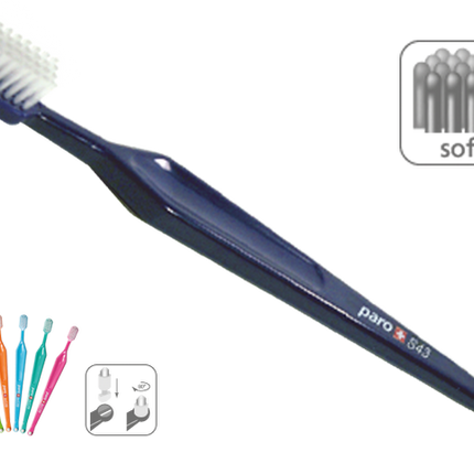 709 Paro® S43 Toothbrush soft, 4 rows, with paro® interspace brush F