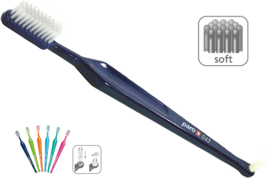 709 Paro® S43 Toothbrush soft, 4 rows, with paro® interspace brush F
