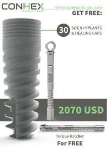 Conhex Black Friday Implant bundle deal! 30 Implants 30 Healing caps Get Free Torque Ratchet
