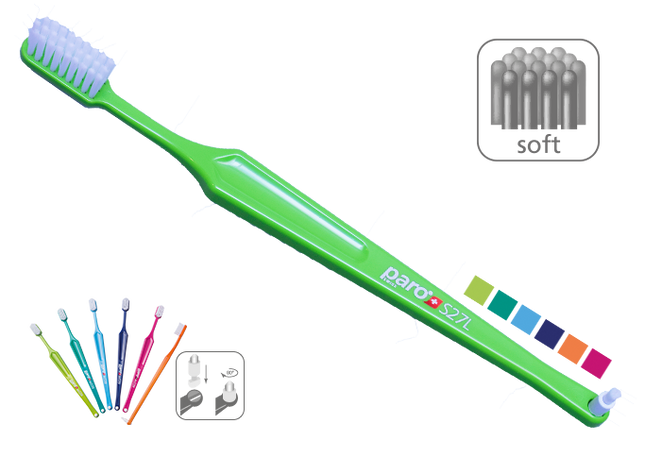 Paro 739 Small Brush Head With Soft or Medium Bristles (3 rows, 27 tufts, S27L)