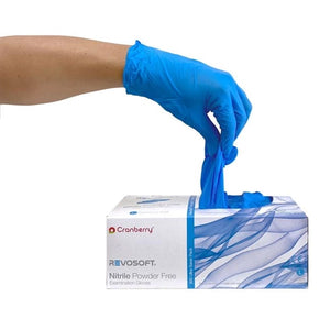 Revosoft Nitrile Exam Gloves, Powder Free Dark  Blue, 300/Box, Case of 10 Boxes