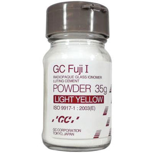 GC Fuji I Cement - Powder Only, Light Yellow - 35 Gm. Bottle. Glass Ionomer