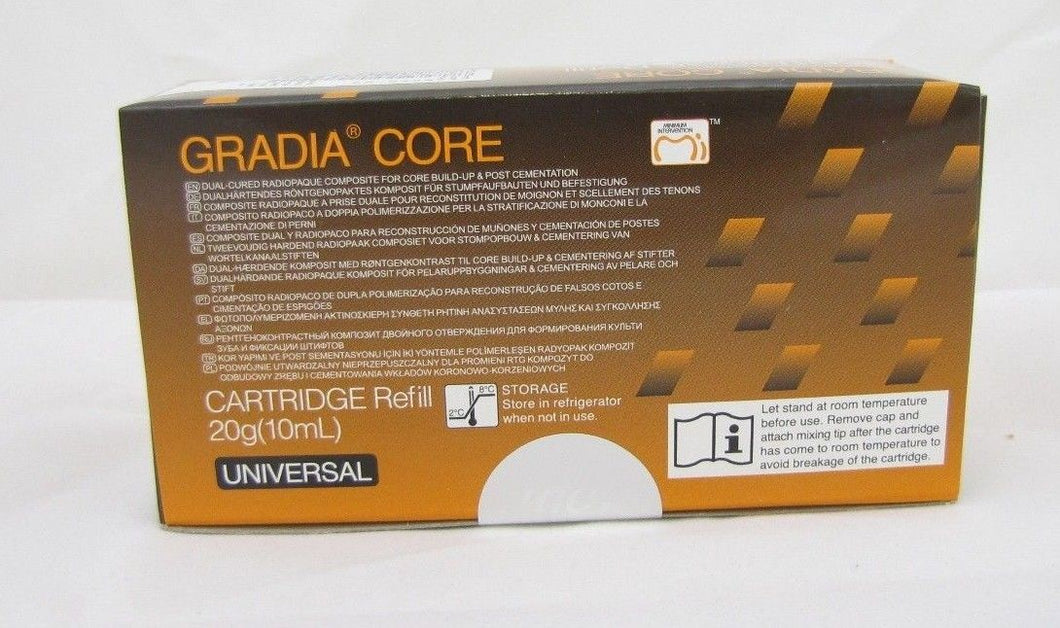 Dental GC Gradia Core Radiopaque Composite Cartridge Refill Dual Cured 20gr