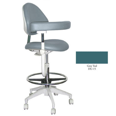 Mirage Assistant's Stool - Grey Teal Color. Featuring Abdominal Support, Vertical Adjustment