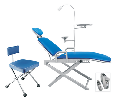 TPC Portable Dental Chair Package. Includes: Patient Chair, Operatory Light, Dr. Stool, Stainless